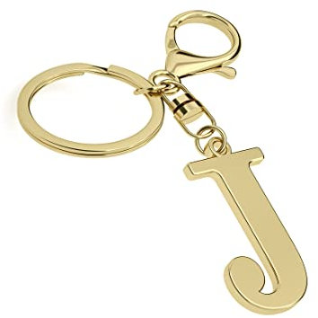 Suweibuke Edelstahl Gold Buchstabe A-Z Schlüsselanhänger für Damen Herren, Initiale Buchstabe Anhänger mit Schlüsselring, Charms für Schlüsselrucksack Tasche, Gold-J, Durchschnittliche Größe