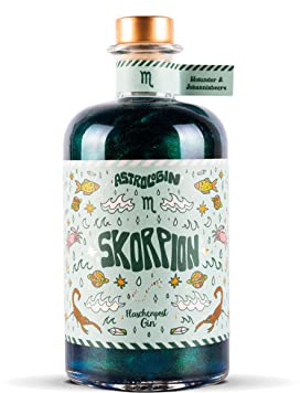 AstroloGin - SKORPION Für jedes Sternzeichen ein Farbiger Glitzer Gin mit Holunder & Johannisbeere aus Deutschland 41% Vol (1 x 0,5l)