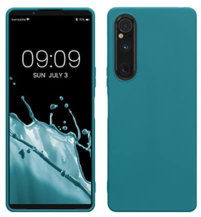 kwmobile Custodia Compatibile con Sony Xperia 1 V Cover - Back Case per Smartphone in Silicone TPU - Protezione Gommata - petrolio matt