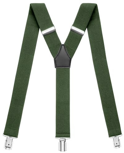 Sencillo Herren Hosenträger mit Starken Clips Y-Form Grün