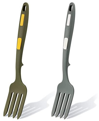 WOAFEY 2 Tenedores Flexibles de Silicona, Tenedor de Cocina de Silicona Resistente Al, Tenedor de Mezcla Antiadherente Multifuncional para Cocinar
