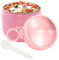 bainuote Müsli to Go Becher 600ml Joghurtbecher Auslaufsicherer Müslibecher to Go Porridge Becher Edelstahl Lunchbox to go mit Klapp-Löffel für Jedes Frühstück Mittagessen-Pink