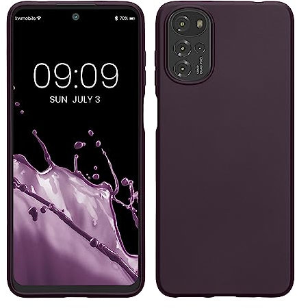 kwmobile Case kompatibel mit Motorola Moto G22 Hülle - Schutzhülle aus Silikon metallisch schimmernd - Handyhülle Metallic Brombeere