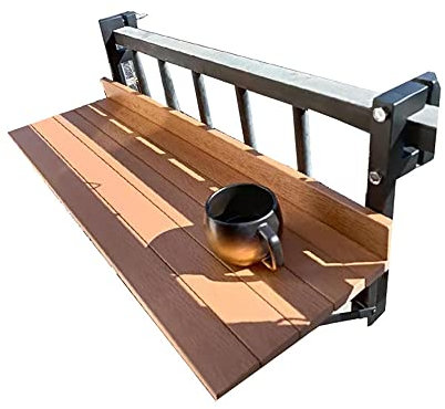 Table Balcon Suspendue, Table Console Extensible, Table De Balcon, Tables De Rail Suspendues Extérieures Pour Terrasse, Table Pliante Extérieure, Pour Terrasse, Jardin, Porche ( Color : Wood color , S