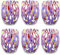 MAZZEGA ART & DESIGN - 6 vasos de agua de cristal soplados y hechos a mano con murrine Murano refinados y originales - Los colores de Murano - Modelo Colombina 435 ml. Made in Italy (Violeta, 6)