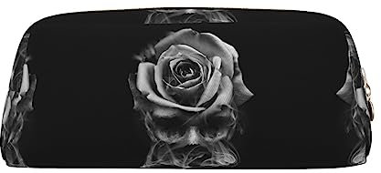 Feuer-Schädel-Rosen-Druck-Bleistiftbeutel, stilvolles Leder für Bleistifttasche, farbe, 5.0cm*10.5cm*20.5cm, federmäppchen