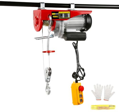 Dyna-Living Electric Hoist Lift 400KG 881LBS Overhead Electric Hoist 220V Electric Winch for Garage, Warehouses, Factories Lifting with Line 4.92 Ft Remote Control Emergency Stop Switch