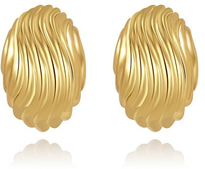 Anten Pink 18K Ohrringe Gold Creolen, Chunky Goldene Ohrringe Damen, Hypoallergen Ohrringe, Schmuck Geschenke für Frauen Damen Mädchen
