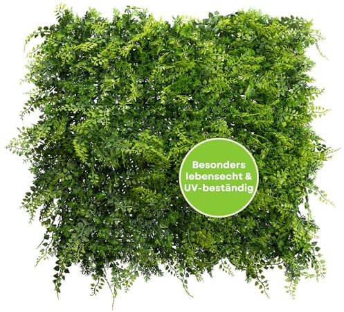 CREATIV green künstliche Farn-Matte 50 x 50 x 7cm I UV-beständige Deko Pflanze mit naturgetreuen Blättern I künstlicher Farn wie echt I Deko Pflanzen künstlich ideal als Wand Dekoration