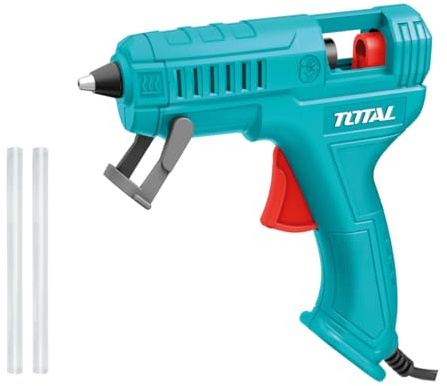 TOTAL - Pistola Colla a Caldo - 100W - Capacità 5-8 gr/min - Ideale per Fai da Te e Riparazioni - Include 2 Stick di Colla a Caldo - 47,8 x 27,5 x 26,7 cm - Blu
