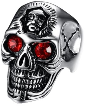 MAGIIE Schmuck Totenkopf Schädel Ringe,Edelstahl Ring für Herren Männer,Vintage Skull Ring Herren Punk (Silber, 62)