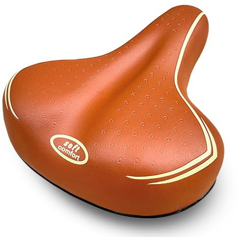Sella marrone per Bici city bike confort - Molto comoda per uomo e donna - Taglia unica completa di morsetto - Grande seduta Brown