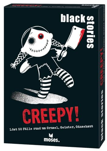 moses. Black Stories Creepy! - 50 Rätsel mit Fällen rund um Grusel, Geister, Gänsehaut, Krimi Kartenspiel mit Spielvariante und Punktechips, Rätselspiel für Jugendliche und Erwachsene