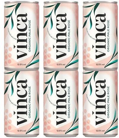 Vinca - Organic Canned Pale Rosé Wine, Delicate & Refreshing, Portable & Eco-Friendly, 187ml Multi-Pack of 6
