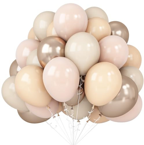 Beige Gold Balloons Blush 12 inch Blush Champagne Gold Latex Balloons Sand White Nude Apricot Helium Neutral Balloon for Birthday Party Decoration Wedding Baby Shower Bride DIY Supplies