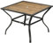 Outsunny 94 x 94 cm Garden Table with Parasol Hole, Outdoor Dining Table for 4, Square Patio Table with Stone-Grain Effect PC Board Top for Patio, Garden, Brown