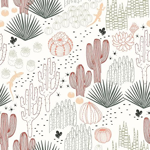 SOEWIOU Large Tropical Cactus Wallpaper,600 * 44.5cmThicken Removable Waterproof Tropical Plant Wallpaper Vinyl Self-Adhesive Wall Paper for Home Bedroom Cabinets and Kitchen Deco