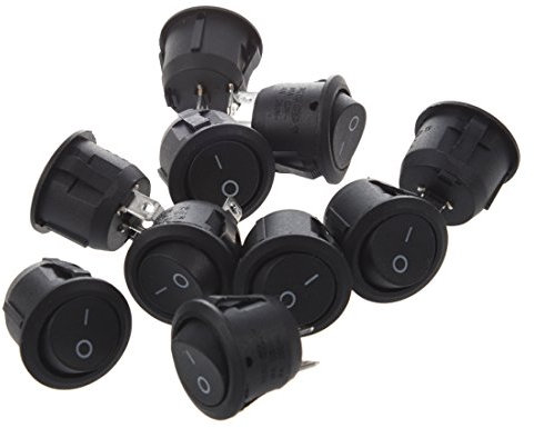 Yheonver Lot de 10 interrupteurs à bascule ronds encastrés SPST AC 6 A 10 A 250 V Noir