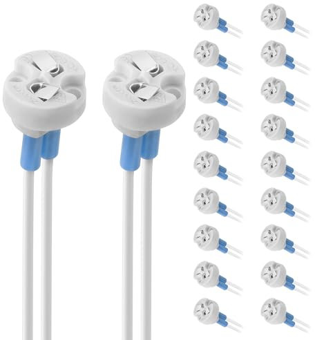 Viitech MR16 Lampenfassung, GU5.3/G4 Keramik Fassung mit 15CM Silikon-Stromleitung 0.75mm², GU5.3 Fassung für Halogen LED-Lampe, Hitzebeständigkeit Bis 230℃, 110-250V, 0-100W (20er Set)