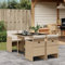 Gecheer 5-TLG. Garten Essgruppe, Terrassenmöbel Set 4 Personen, Sitzgruppe Outdoor, Esstisch mit Stühle, Gartenmöbel Set, Kissen, Poly Rattan Beige