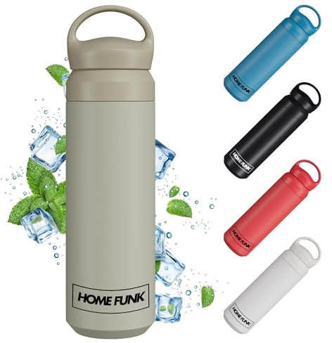HOMEFUNK Insulated Stainless Steel Smart Metal Flask for Hot and Cold Drinks Coffee and Baby Bottles Leakproof Water Bottle Metal Hot Water Flask 500ml (Forest Green)