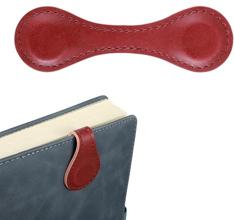 Leder Magnet Lesezeichen Vintage Doppelseitig Lesezeichen Personalisierte Buchseitenhalter Lesezeichen Clip Niedliches Lesezubehör für Bücherwurm Buchliebhaber Frauen Männer Studenten(rot)