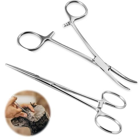 2 PCS Pinzette in Acciaio Inox, Pinza per Pesca, Pinza emostatica, Acciaio Inox Pet Rimozione dei Pinze, Dritto e gomito, 12.5 cm