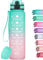 HydroPal 1L Sports Water Bottle, Slim Plastic Motivational Drink Bottle with Filter, Leakproof, BPA-free, Gym, Running, Travel, School, Office, Outdoor