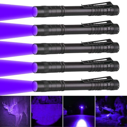 LIAISIMI lampe de poche rouge Mini lampe de poche LED rouge avec pince à stylo lampe de poche étanche lampe de poche rouge 13cm pour l'observation des étoiles, vision nocturne (5 Pack-UV)