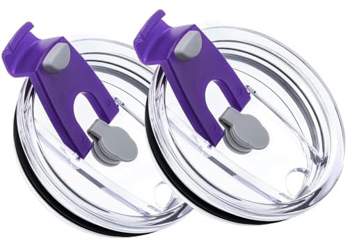 20 oz Tumbler Lids, 2 Pack Spillproof Splash Resistant Lid for Yeti,Beast,Juro,Ozark Trail,Atlin,Coffee Mug and More Cooler Cup,Covers for 20 Ounce Tumbler (Purple, 20 OZ)