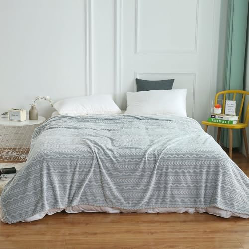 HETOOSHI Manta de forro polar, manta mullida, suave y cálida manta de forro polar, manta acogedora para cama y sofá, para casa y oficina, color gris, 150 x 200 cm