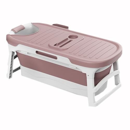 Bañera Portátil para Adultos y Niños, Plegable de Agua Caliente, Grande Gruesa e Independiente Con Tapa, Sauna de Spa Cálida (Rosa)