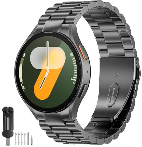 SUNDAREE Keine Lücke Armband Kompatibel mit Samsung Galaxy Watch 7 44MM 40MM/Watch 6 Classic 47MM/Watch 5 Pro,Herren Edelstahl Metall Uhrband Band für Watch 7/FE/6/5/4 46MM 43MM 42MM 45MM,Grau