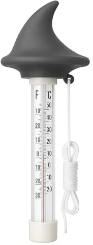 Thermometre Piscine, 1 Thermomètre Flottante avec ficelle – Résistent aux chocs et à l’eau -Pour piscine intérieure et extérieure, spa, basin (Requin)