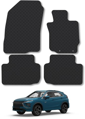 Mitsubishi Eclipse (2017+) [Manual] Rubber Car Mats Accessories Tailored Fit Compatible Accessory Waterproof Protection Non-Slip Floor Mats Full Coverage Durable Front Rear Set Coverage with Clips