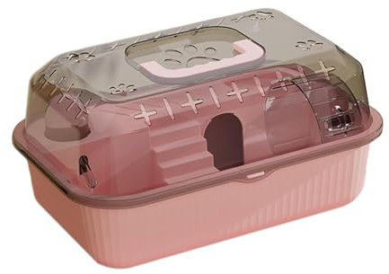 LOVIVER Petit conteneur pour Animaux de Compagnie, boîte de Transport pour Hamster, Cage Portable pour gerbilles, Rats, Planeur de Sucre, Lapin, cochons, Rose