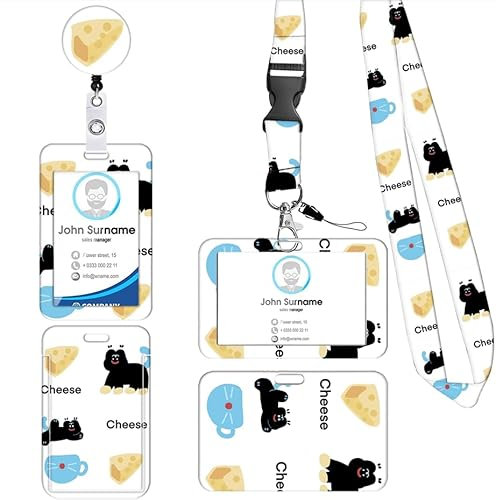 Porte Badge Tour de Cou 2 Pcs Porte-Badge avec Portant Cordon Pour Porte Badge Carte d'Identification Protege Carte Bancaire Carte de Bureau Porte Carte Bus(Cheese1)