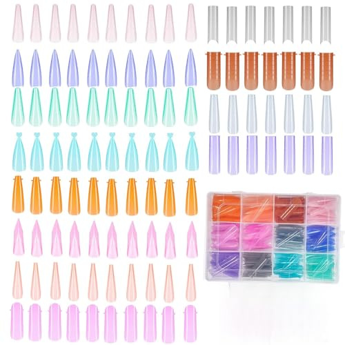 Gipnva 288 PCS Poly Gel Nail Forms, Reusable Dual Forms, 12 Styles Acrylic Nail Extension Tools for Nail Art Salon Nails Design for Home Salon Manicure