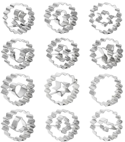 Emporte-pièces de Noël 12 pièces, Mini Emporte-pièces de Noël,Coupe-biscuits en Acier Inoxydable pour biscuits, Forme Biscuit Noel pour Décorations Cookie de Gâteau