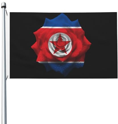 Garten Flaggen Blumen Nordkorea Koreaner Fahne Durable Gartens Banner Uv-Beständig Feiertage Flags Für Drinnen Parade Fête 90X152CM