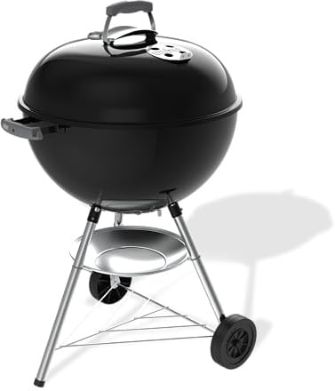 Weber Barbecue a carbone Bar-B-Kettle 57 cm con supporto e ruote | BBQ classico in acciaio smaltato antiruggine, termometro, raccogli-cenere, superficie cottura 2342 cm², nero