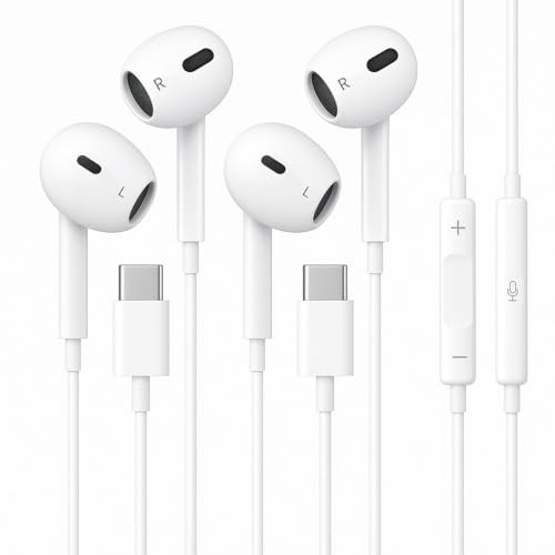 KP TECHNOLOGY For iPad Air 2026 In-Ear Earphones, iPad Pro/Air 11/13 (2026), (2025), (2024) / 10.9 (10th Gen) / 12.9 Pro/Minii Headphones Headset Earbuds (WHITE) (2PACK VEAR-001)