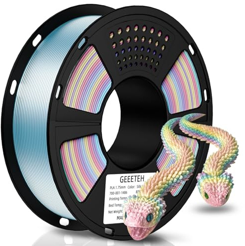 GEEETECH PLA silk Filament 1,75mm,3D Drucker Filament PLA 1kg,Silk Regenbogen hell