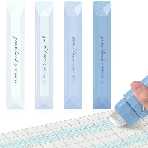 flintronic Colla a Nastro, 4 Pezzi Colla Roller Biadesivo, per Scrapbooking per La Creazione di Album Fotografici e Biglietti Diari(5m*6mm)