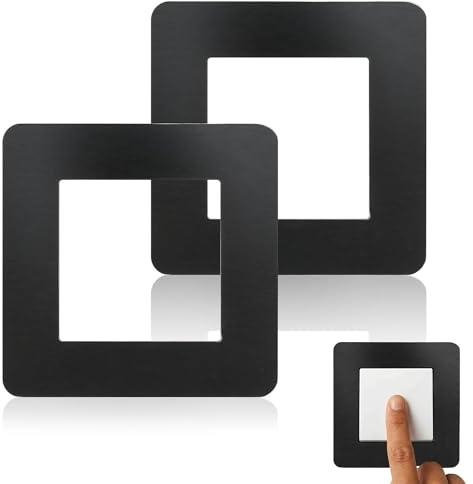 Light Switch Surround – 2PCS Black Single Light Switch Cover Plates, 3.38 Square Acrylic Socket Surround Plate, Self-Adhesive Wall Switch Finger Plate for Home Decoration