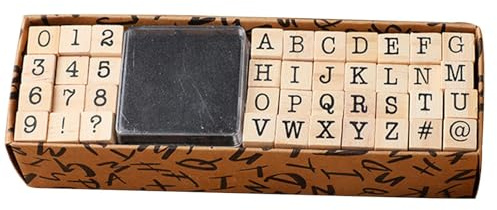 Alphabet-Stempel-Set aus Holz, 40 Buchstaben-Stempel, Zahlen und Symbole, Bastelstempel aus mit Holzgriff für DIY, Scrapbooking, Journalisierung, Dekoration