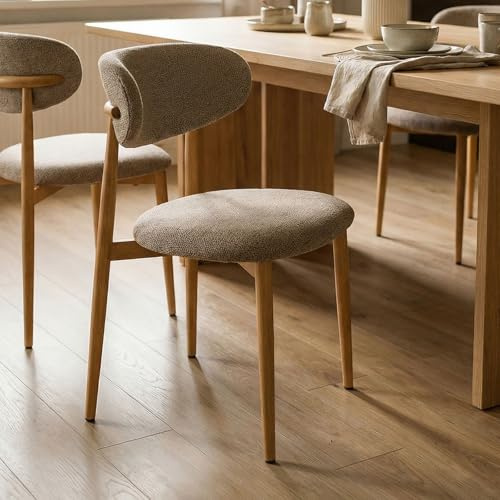 Esszimmerstuhl ARIEL 2er Set, Beige - Stühle Esszimmer mit gepolsterter Sitzfläche, Küchenstühle im modernen Design, Polsterstuhl mit stabilem Metallrahmen, Esszimmermöbel für komfortables Sitzen