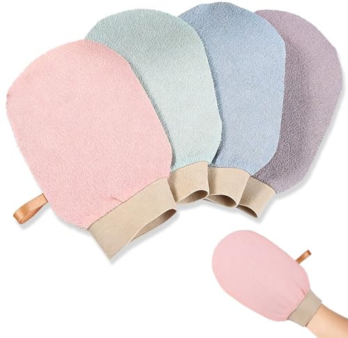 COYUN Manoplas Baño, Juego de 4 Guante Exfoliante Corporal Unisex, Guantes de Ducha Exfoliantes, para Promover la Circulación Sanguínea y Eliminar