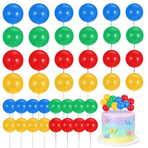 40 Stück Bunte Kugeln Tortendeko Geburtstag, Mini Glänzende Luftballons Cake Topper, Mini Schaumstoffkugeln Kuchendeko, Kugel Cake Decoration, für Geburtstagsfeiern, Babyparty, Hochzeit (4 Farbe)