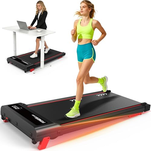 Klyzoom Walking Pad Laufband für Zuhause, Unter Schreibtisch Platzsparend, 2,25 PS Motor 1-6km/h, 4% Manuelle Neigung, 7-lagiges Gelenkschonendes Band, 110kg Tragfähigkeit, LED Display, Keine Montage